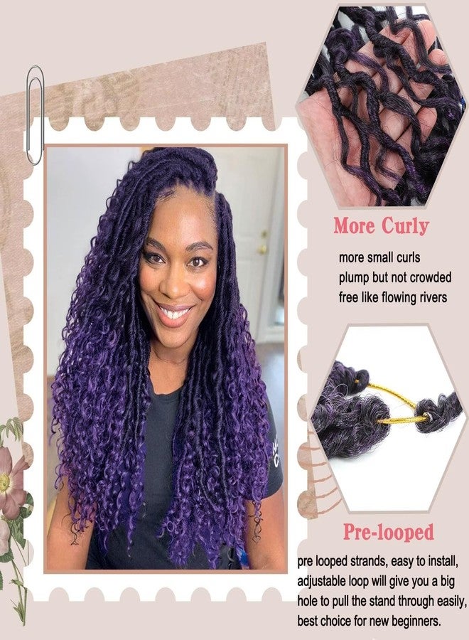 8 عبوات من شعر كروشيه ريفر لوكس الأرجواني للنساء ذوات البشرة السمراء، شعر كروشيه فو لوكس، شعر فو لوكس مجعد، ضفائر كروشيه جاهزة، وصلات شعر بوهو هيبي لوكس (#T1B/أرجواني 18 بوصة) - Image 4